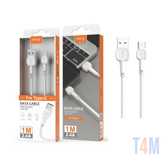 CABLE DE DATOS MTK TB1221 BL PARA TIPO C 2,4A 1M BLANCO